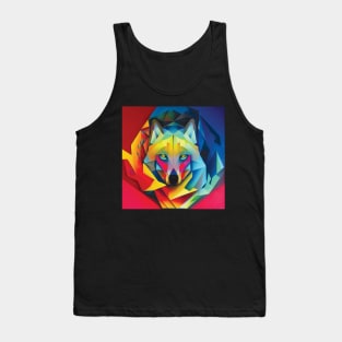 Wolf in Colourful Abstract Tank Top